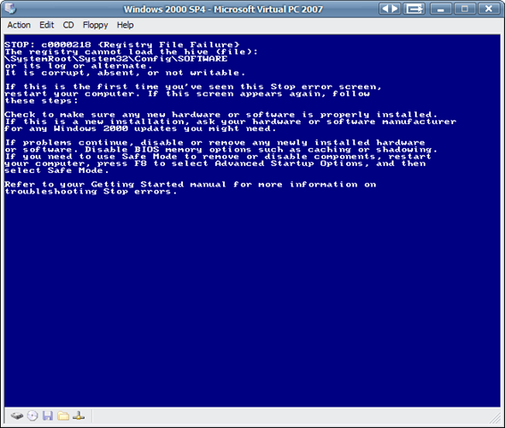 Windows 2000 BSOD