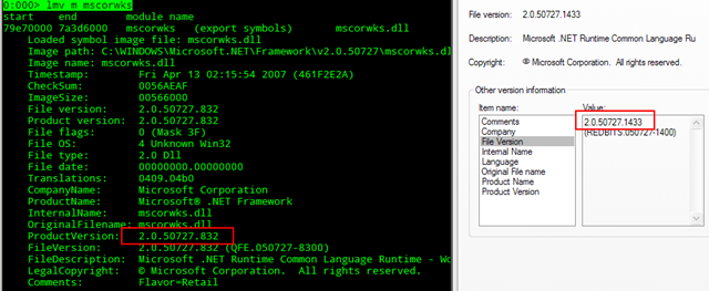 mscorwks Version Differences