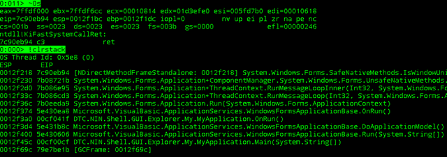 !CLRStack output for thread 0
