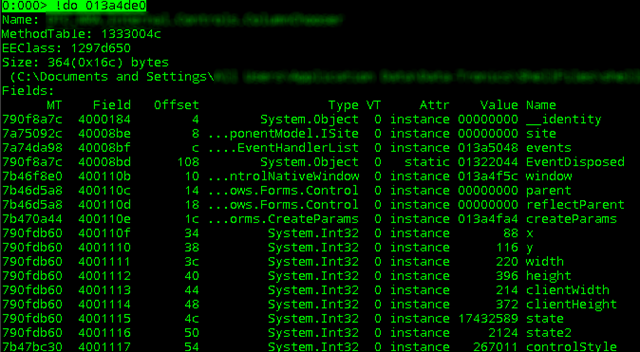 DumpObject output for MainForm